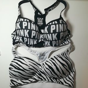 2 Victoria Secret PINK yoga and ultimate Bras SP